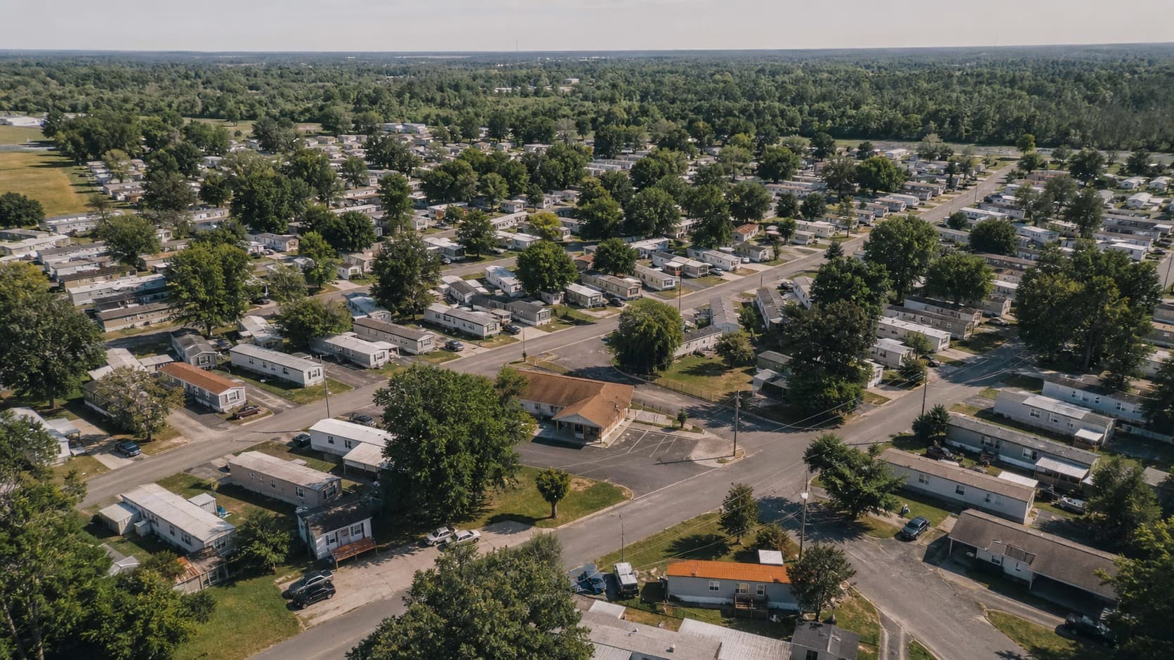A large manufactured housing community seen from above